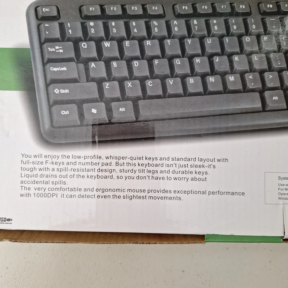 QR Computers Wired Keyboard & Optical Mouse Set QR-60 NEW, Open Box